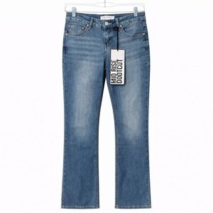 Almost Famous‎ Womens Mid Rise Bootcut Jeans Medium Wash Blue Size 3 NWT